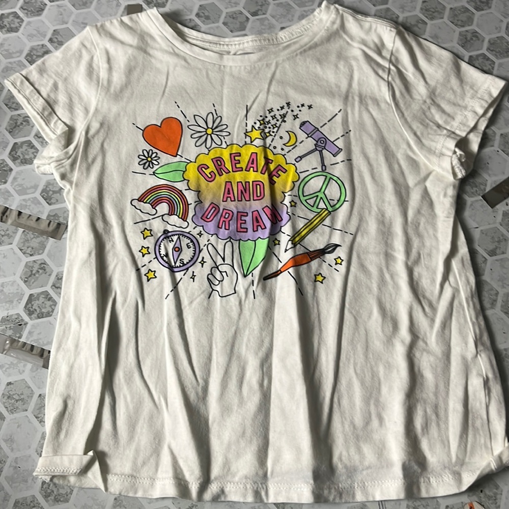 Old Navy Youth Large Short Sleeve Graphic Create and Dream T Shirt